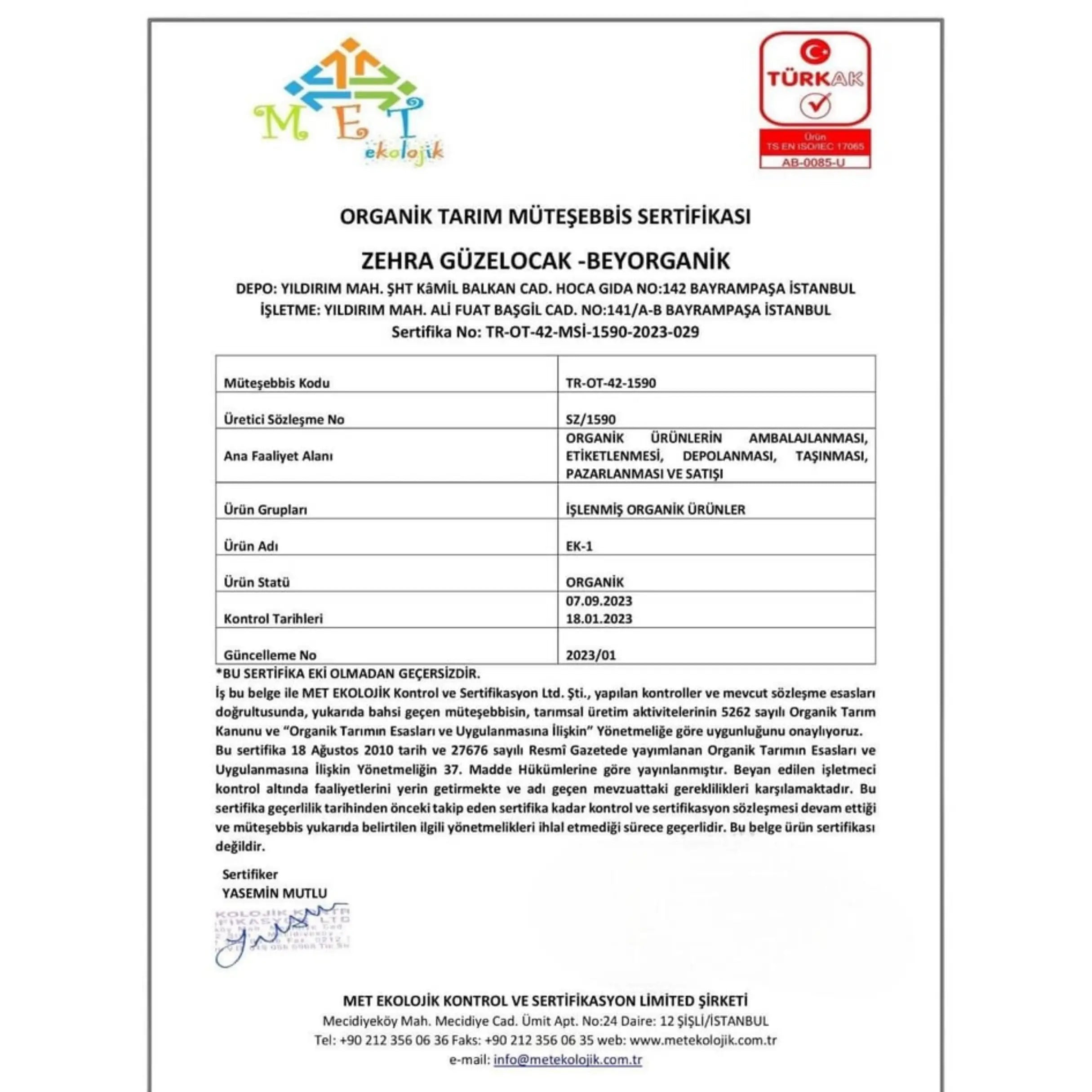 Organik Üzüm Özü- BeyOrganik 315gr Tazecik