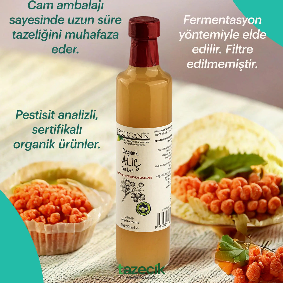 Organik Alic Sirkesi- BeyOrganik 500ml Tazecik