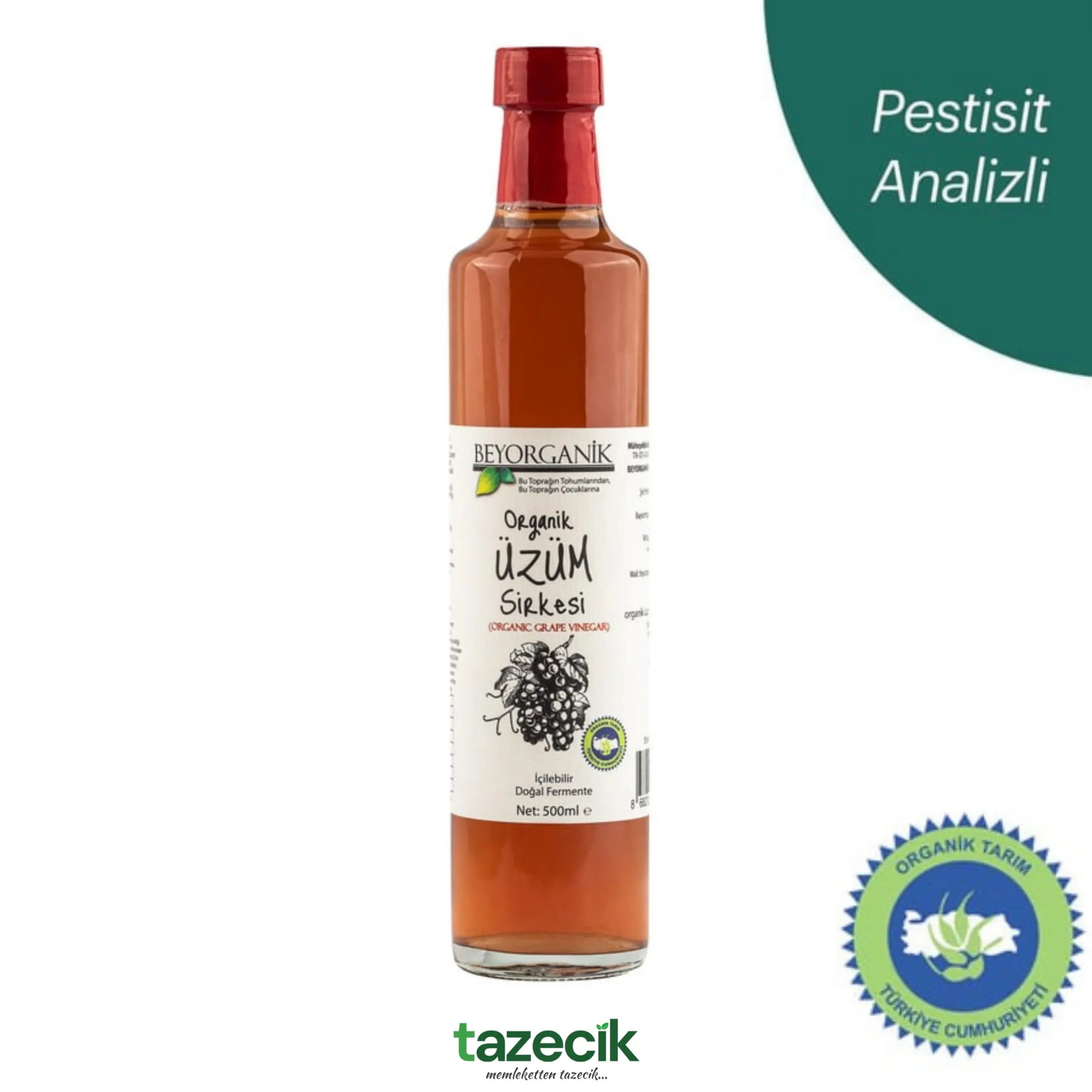 Organik Üzüm Sirkesi- BeyOrganik 500ml Tazecik